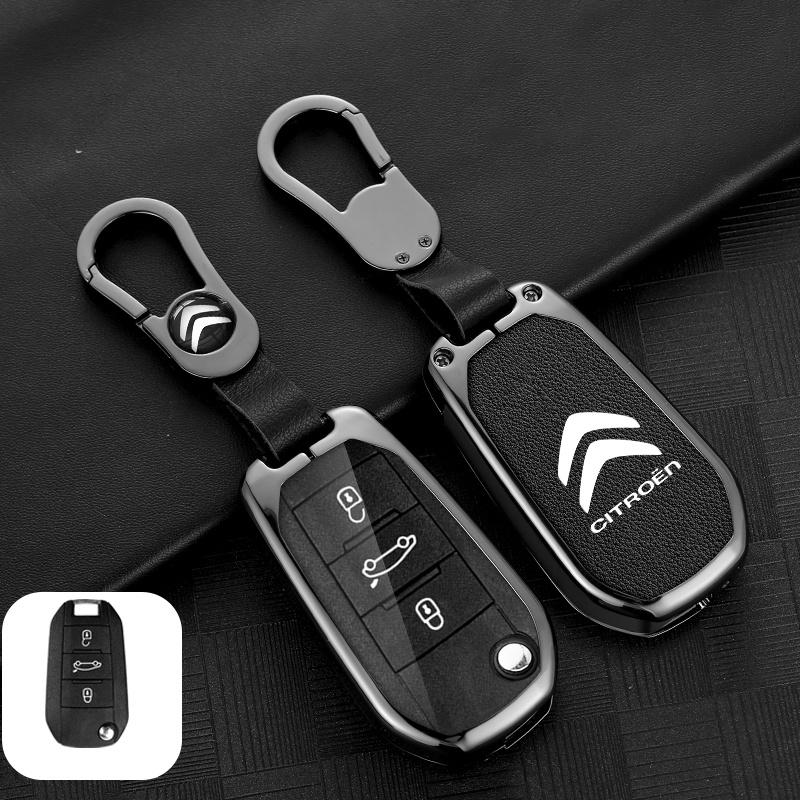 Zinc Alloy Leather Car Flip Remote Key Case Cover Protector Shell Durable Good Use For Citroen C3 C4 CACTUS C6 C8 Accessories