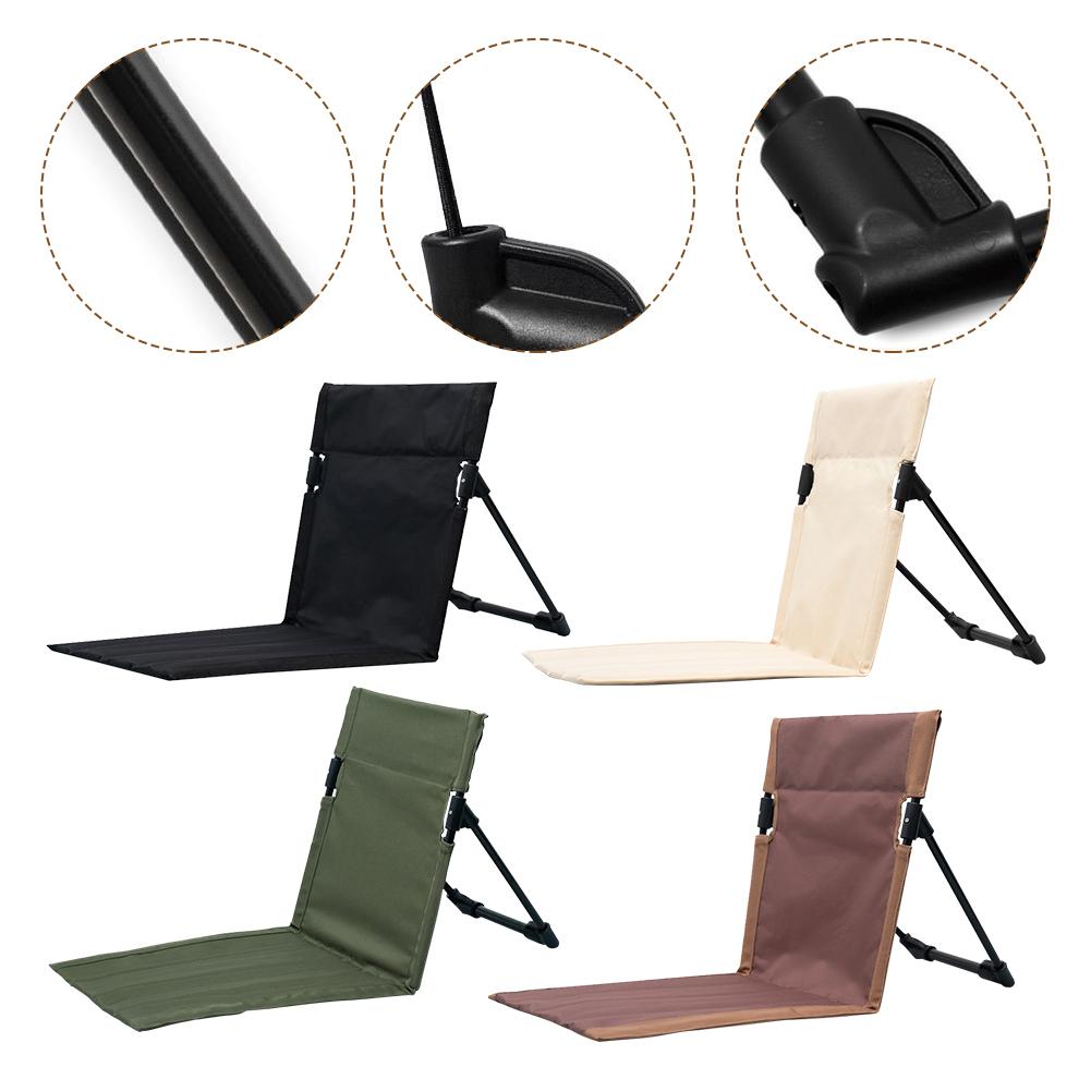 Folding Back Beach Chair with Carry Bag Portable Backrest Chair Oxford Cloth Floor Lounger Chair for Outdoor Picnic Barbecue
