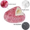 Fluffy Warming Cat Cave Bed Calming Dog Bed Semi-closed House  Donut Dog Cuddler Bed Machine Washable Round Pet Bed
