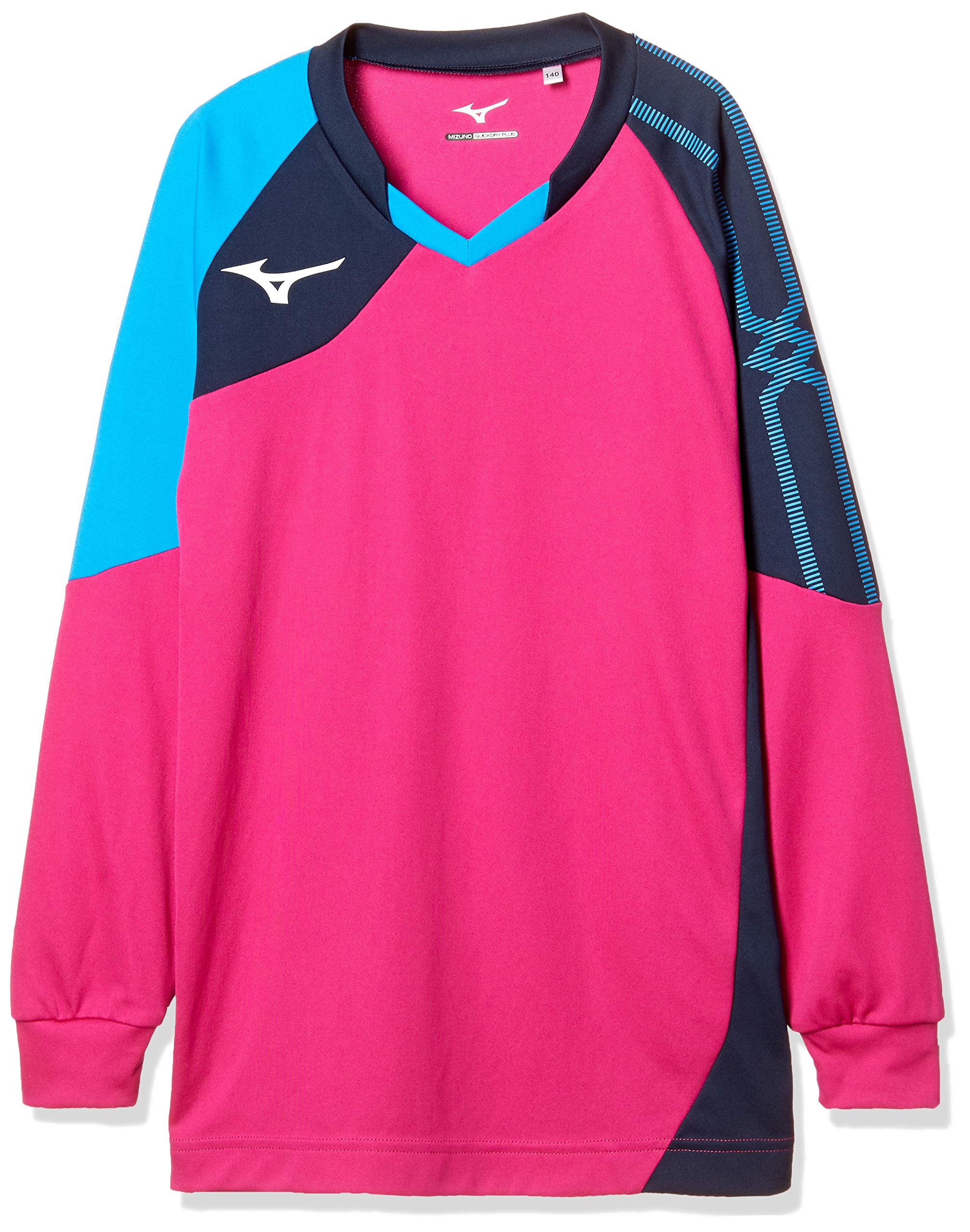 

Mizuno Volleyball Game Long for Club Activities and Berry Pink x Dress Navy x Diva Size 140 to Japanese Size Shirt, Sleeve, Practice, Junior,