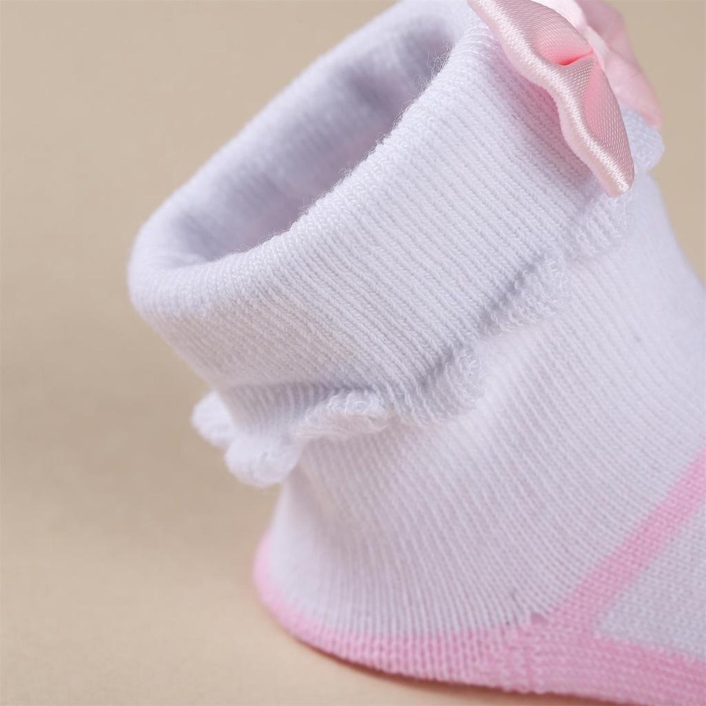 3pairs Newborn Baby Girls Socks Bow Toddler Indoor Socks Fit 0-6 Months