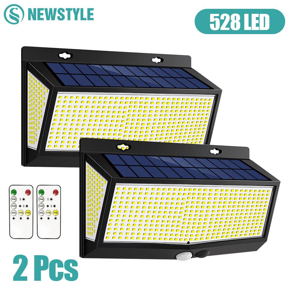 1-2PC Solar Security Lights 176/528 LED Solar Motion Sensor Lights Outdoor IP65 Waterproof Wall Lights Garden Patio Yard Garage