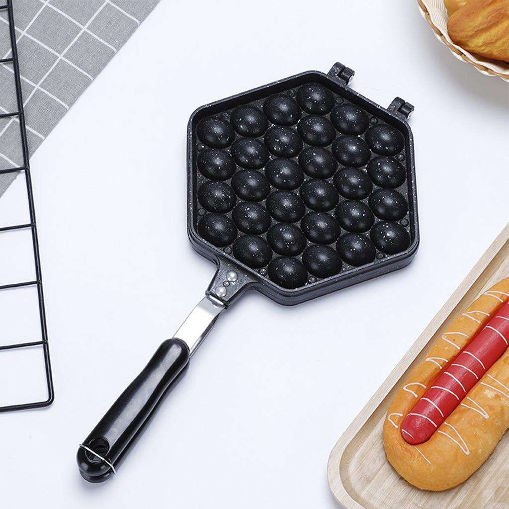 Bubble Waffle Pan Anti Stick Double Sided Stovetop Bubble Waffle Maker with Anti Scald Handles for Home Commercial Use