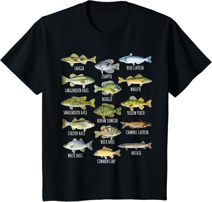 

Fish Species Biology Types Of Freshwater Fish Fishing T-Shirt 4XL