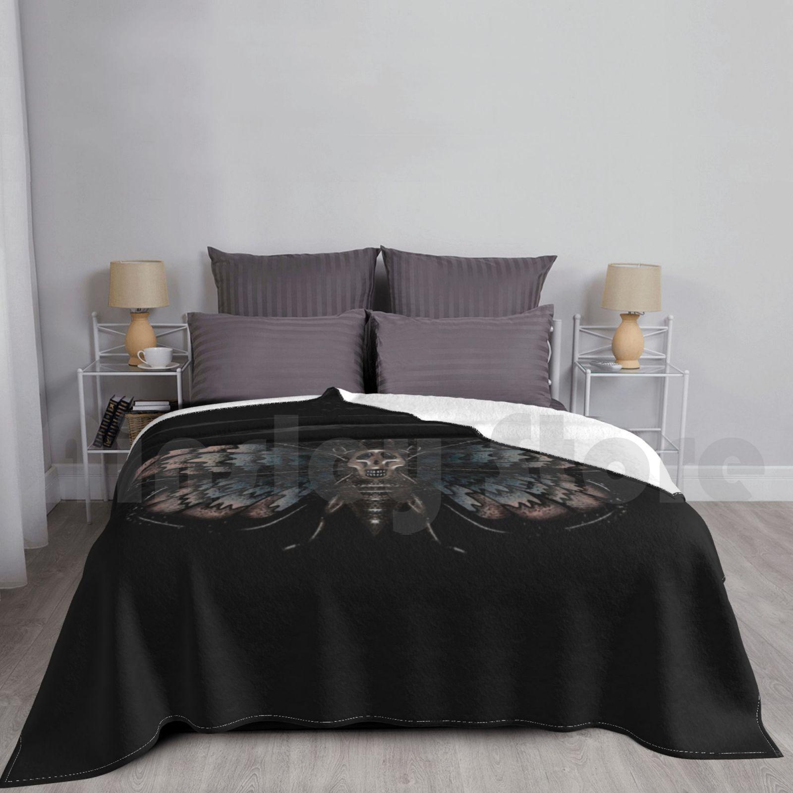 Death’s Head Moth Blanket Fashion Custom Moth Death Moth Death Head Moth Creepy Spooky Witch Size: 75*100cm, Weight: 230 GSM