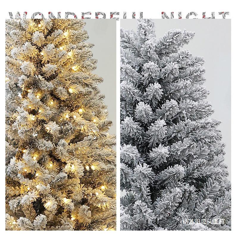 White Snowfall Christmas Tree with Flocked Finish - Sizes: 1.5m, 1.8m, 2.1m, 2.4m