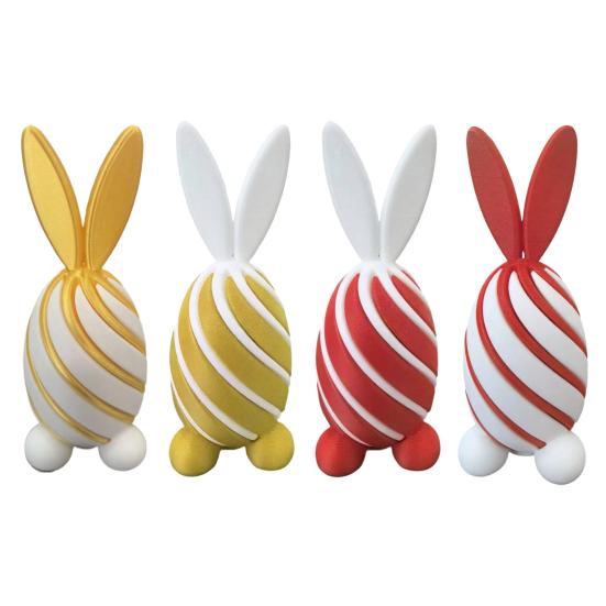 3D Printed Spiral Rabbit Figurine Two-Tone Easter Bunny Figurine Stress Relief Egg Sculpture for Home Office Desk Bookshelf Decor