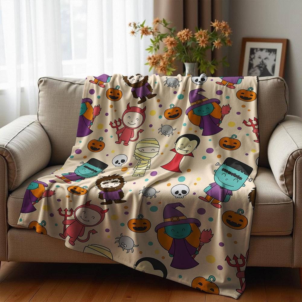 Cartoon Flat Leopard Texture Anime Cartoon Flannel Blanket Soft Warm Throw for Bedroom Sofa Car Kids Holiday Gift