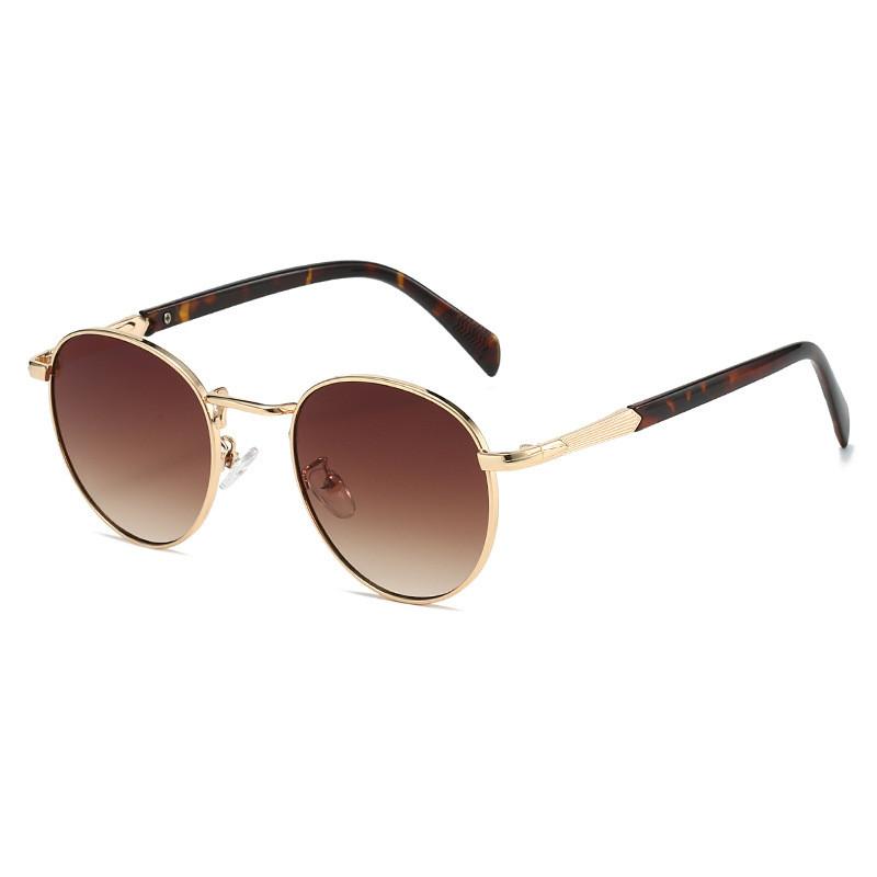 

Modern Metal Round Sunglasses For Women Men With Uv400 Sun Protection For Party Wear GoldFrameGradientTea