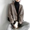 Capispalla femminile autunno inverno con motivo a rombi cardigan lavorato a maglia maglione maglione manica lunga abbottonatura femminile