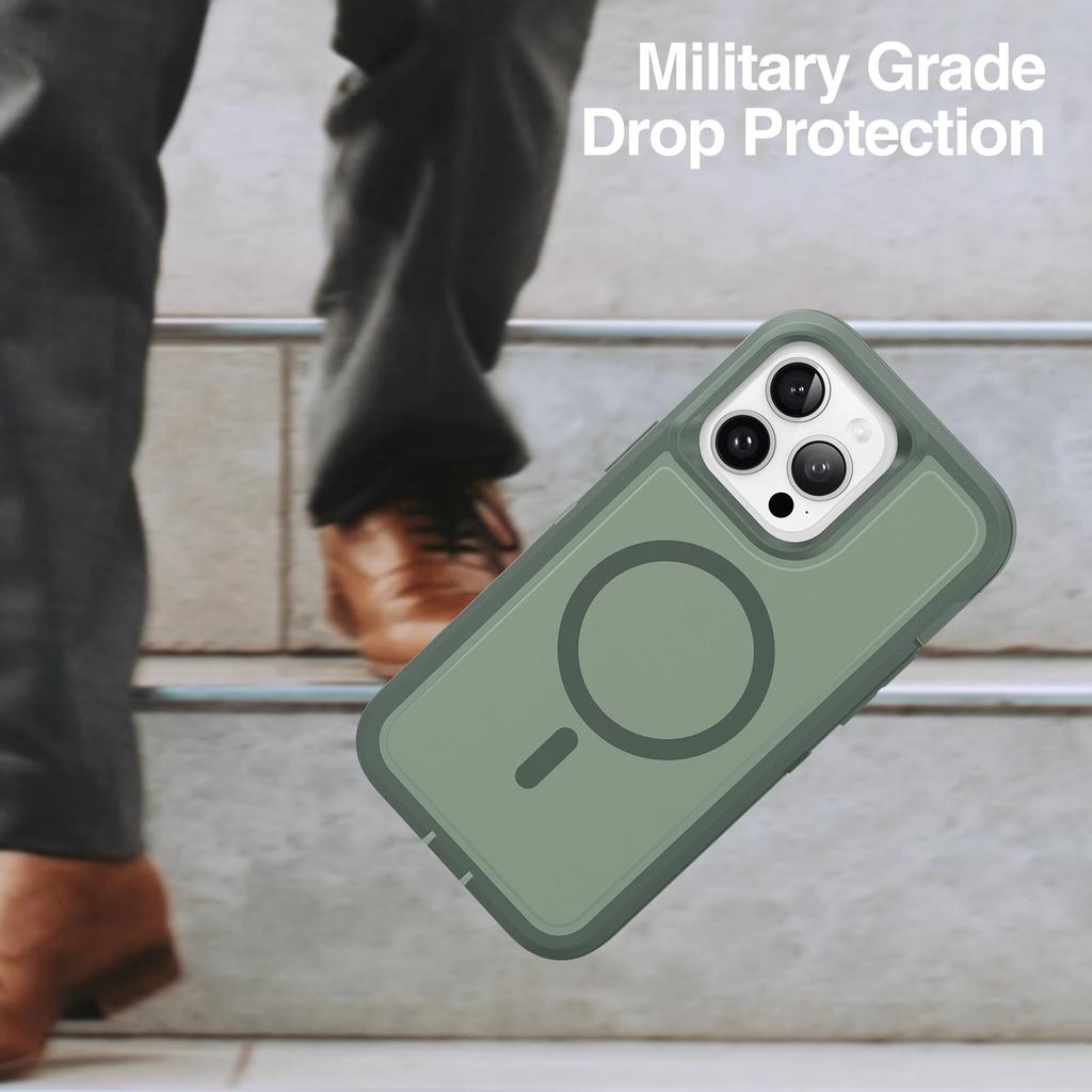 Matte Anti-slip Rugged Armor Magnetic Phone Case for iPhone 15 14 13 12 11 Pro Max Magsafe Charging Shockproof Hybrid Hard Cover