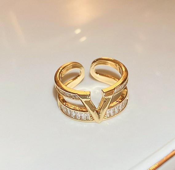 Platinum Zircon Multilayer Open Ring: Exquisite, Light Luxury, High-End Fashion, Versatile Jewelry Design