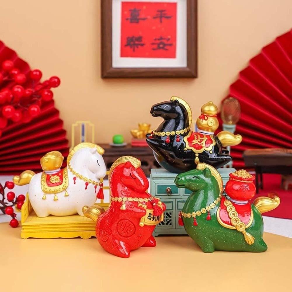 Chinese Style 2026 Horse Year Mascot Resin Horse Statue Horse Figures Ornament  Table Desk