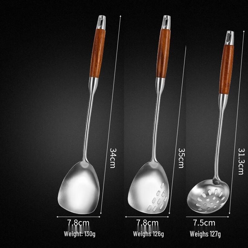 Wutuo Stainless Steel Mini Spatula Set with Rosewood Handles