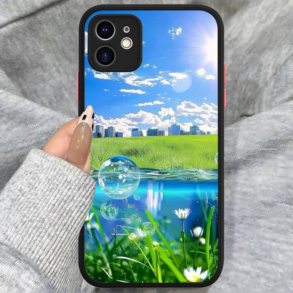 

Frutiger Aero Phone Cases For IPhone 16 15 14 Plus 13 12 11 Pro Max Matte Oft Bumper Phone Cover iphone 12pro max