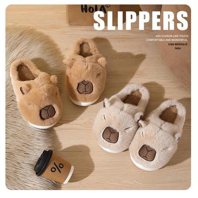 2025 Plush Capybara Family Slippers: Cute Winter Cotton Slippers for Men, Women, and Kids