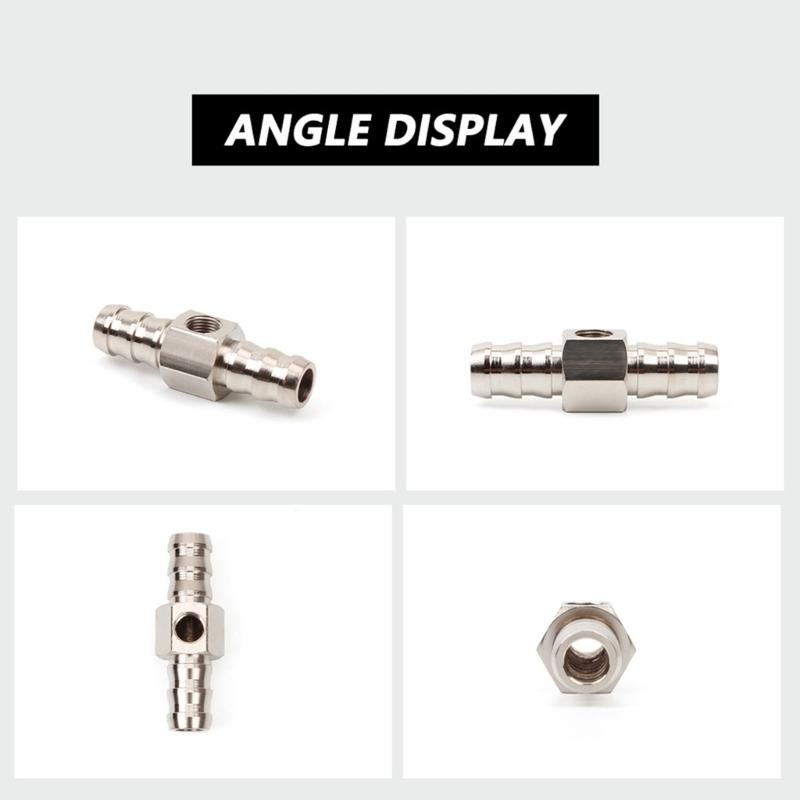 3/8” Fuel Line Fuel Pressure Barbed- Push Lock T-Fitting Adapter, 1/8-27 NPT Sensor Port, Stainless Steel