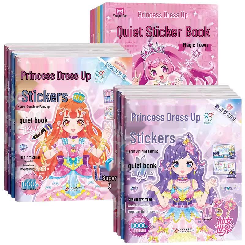 Princess Dress-Up Sticker Book for Girls Ages 2-6 - Fun Dress and Paint Attention Game