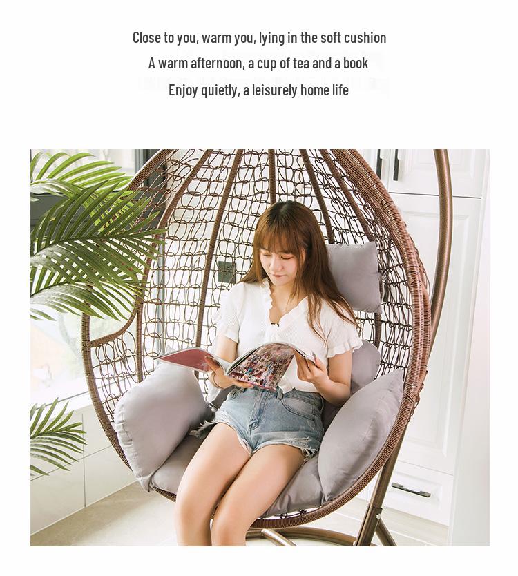 Removable Washable Solid Color Rattan Hanging Chair Cushion Set
