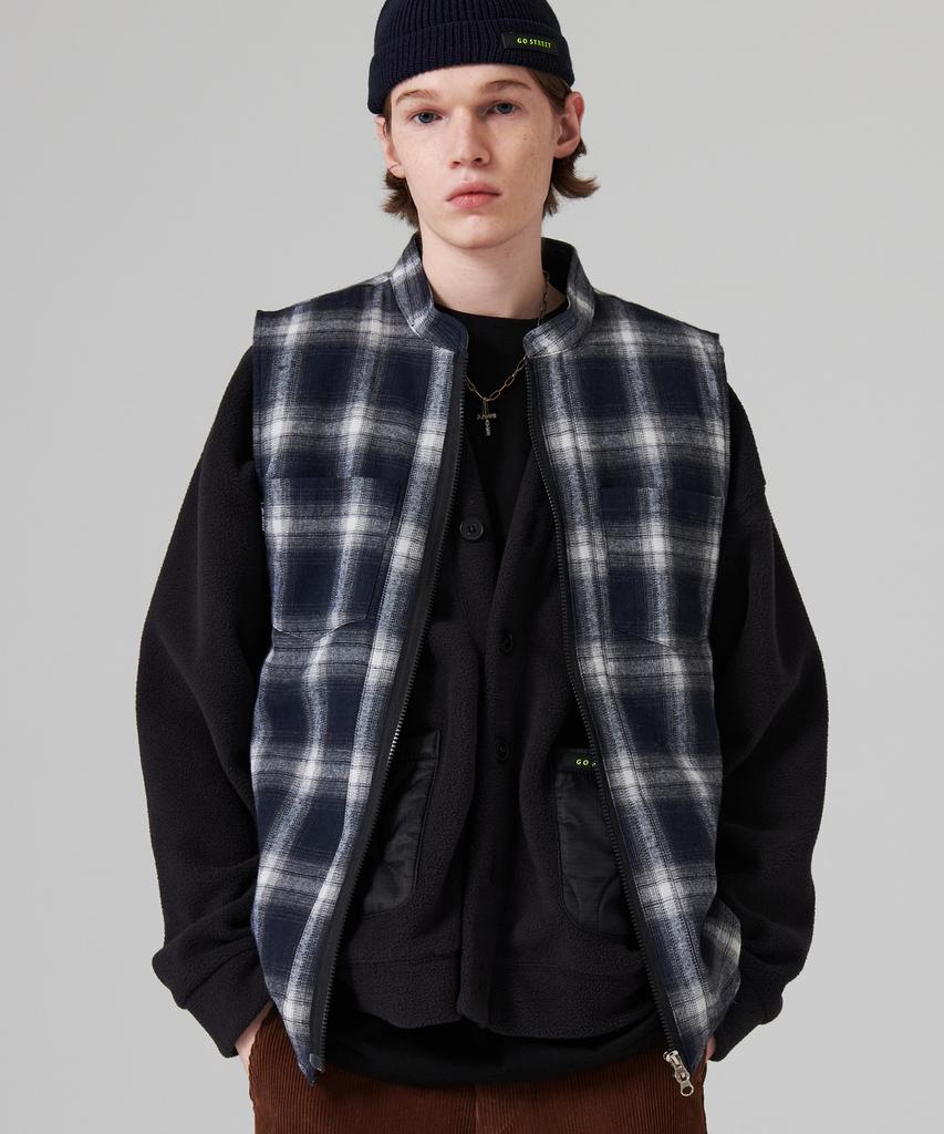 Gostreet Quilted Check Shirt Vest