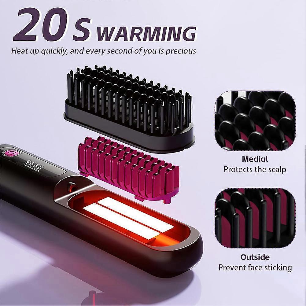 Cordless Hair Straightener Brush, Gobrush Pro Effortless Hair Styling, Fast Heated Wireless Mini Hair Brush