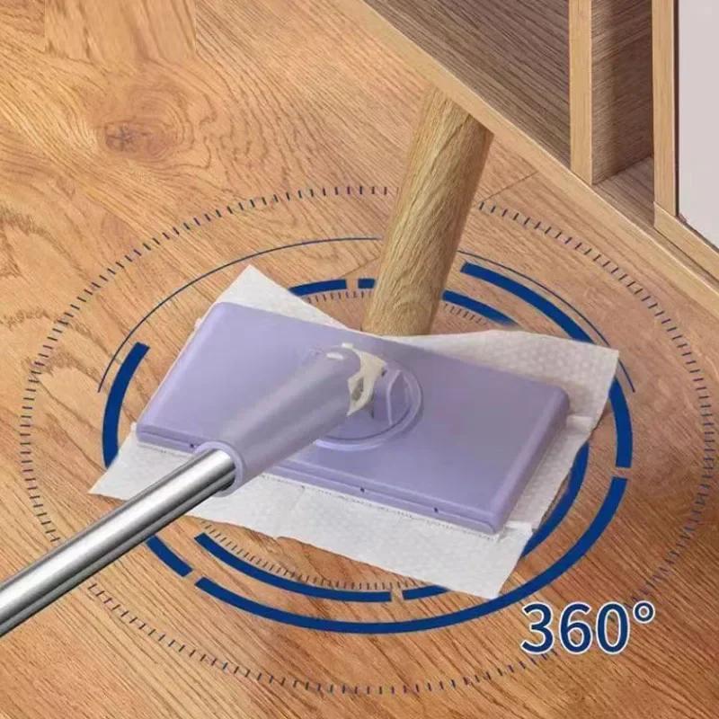 Přenosný mini mop s automatickou výměnou papírových ručníků, mini mop s ručníkem na obličej, kompatibilní s mopem pro podlahu, okna a odstraňování prachu