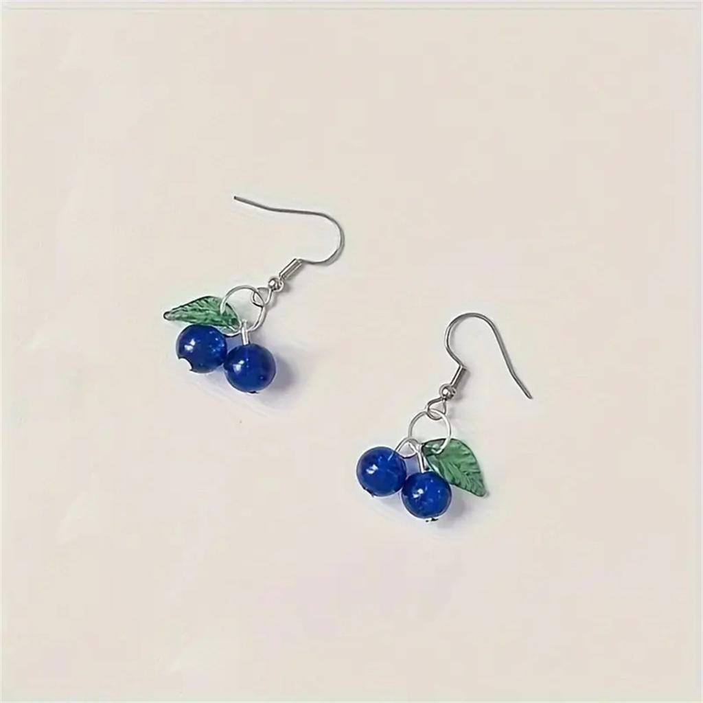 Bohemian Blueberries Fruit Zircon Set Pendant Earrings Clavicle Necklace Trendy Berry Themed Accessories for Women