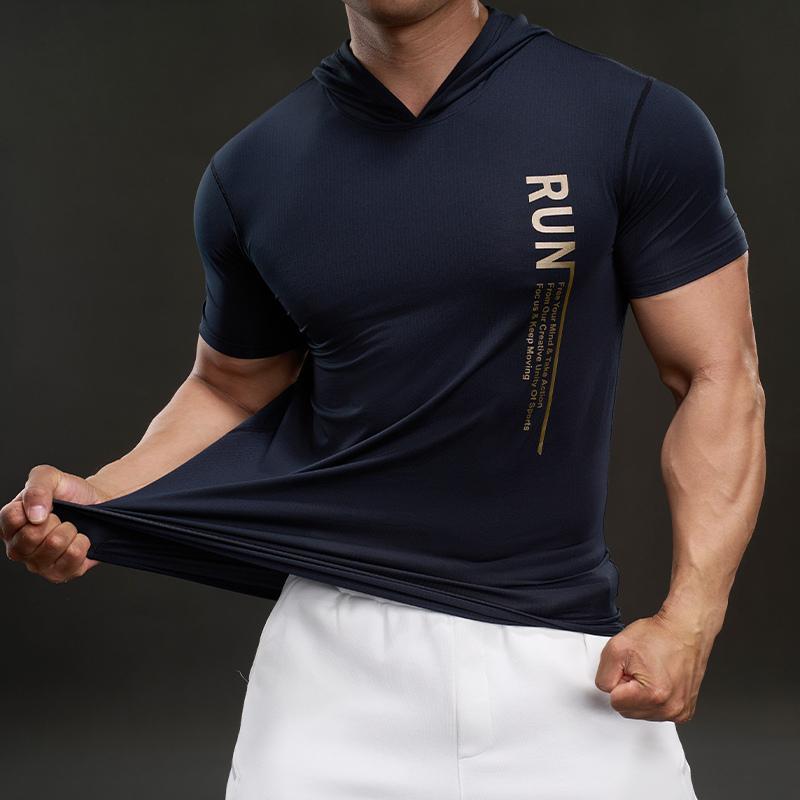 706690 Summer 2025 American Casual Short-sleeved T-shirt Fashionable Sports Elastic Fitness Outdoor T-shirt Men