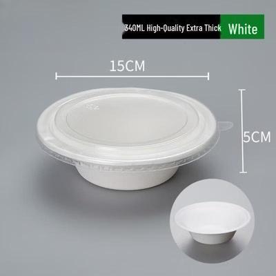 Einweg-Schalen aus weißer Papierpulpe (340 ml) für Take-Away mit PET-Deckeln