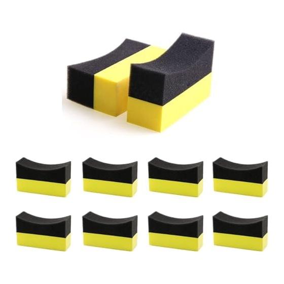 Car Wash Sponge Set of 10 Tire Wax Arched Car Polishing Glass Car Beauty Motorcycle Tire Coat Coating Scale Removal Maintenance