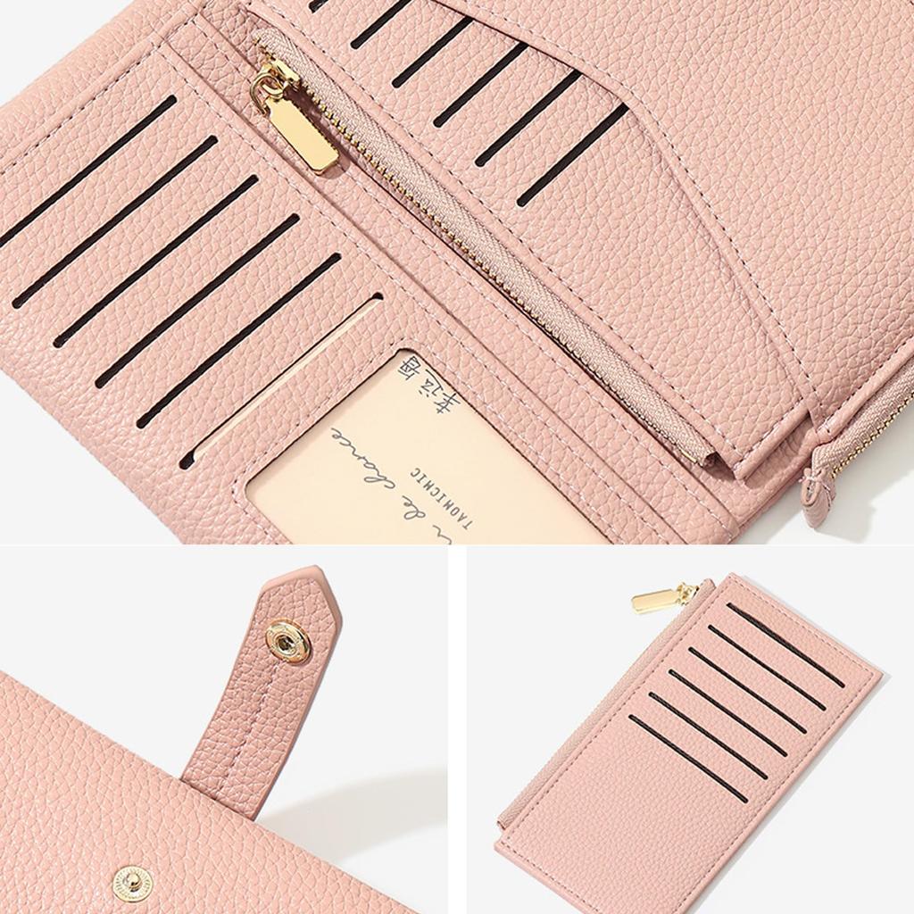 RenLianyi Women's Zipper Long Wallet, PU Synthetic Leather, Large Capacity, 12 Card Pockets, Coin Purse, Slim PassCommuter Card Slots, Slim,
