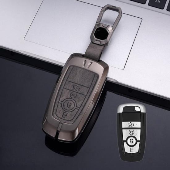 Alloy Leather Car Key Case Cover For Lincoln MKC MKZ MKX Navigator Continental