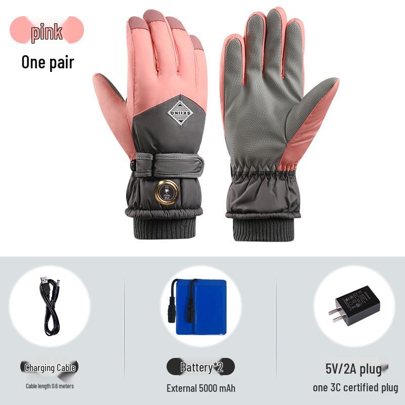 Unisex Heated Waterproof Motorcycle Gloves with Thick Insulation and Velvet Lining