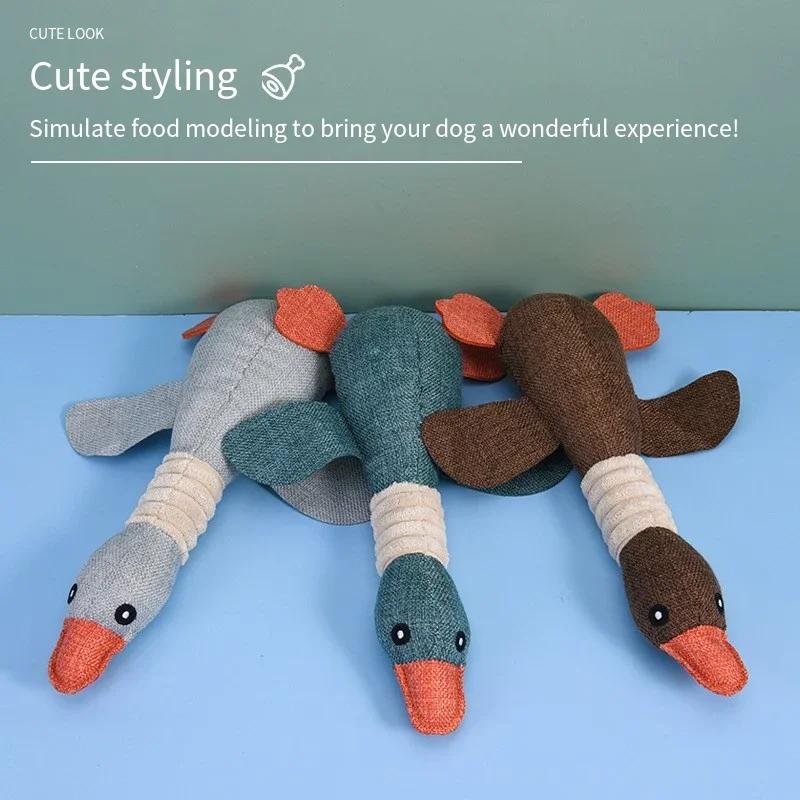 Dog Plush Toys Originality Cute Pet Duck Squeak Training Toy for Puppy Sound Wild Goose Chew for Dogs Teeth Cleaning Squeaky Toy
