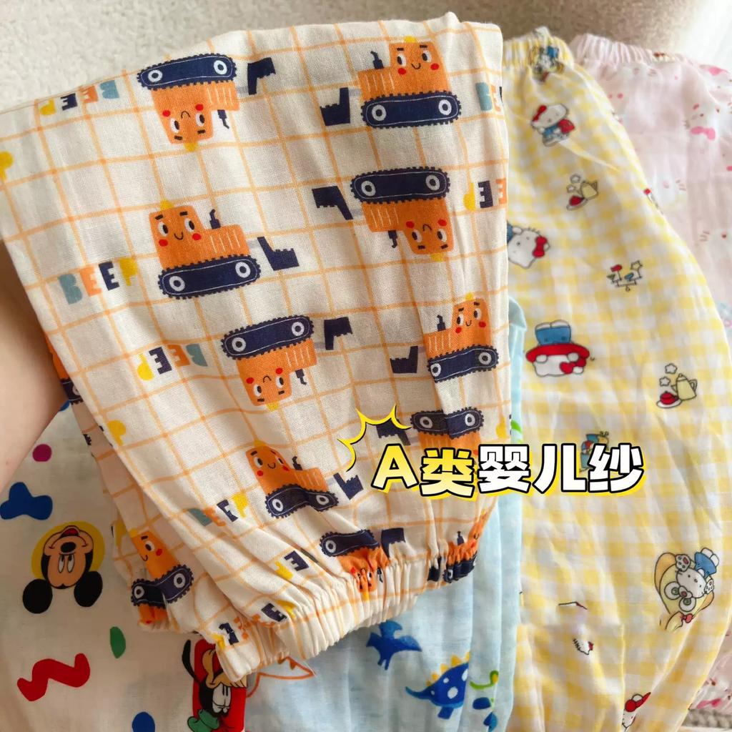 Baby Summer Anti Mosquito Sleep Pants Soft Lightweight Cotton Long Pants for Home and Kindergarten