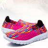 Scarpe da Spiaggia Estive da Ragazza con Treccia Pigre da Donna Colore Rosa Blu Intrecciate Casual Morbide Slip-on Scarpe Basse da Esterno Sneakers