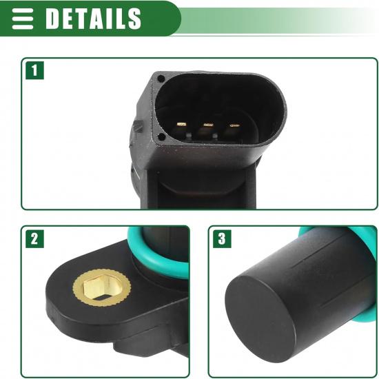 Motoforti Engine Camshaft Position Sensor, Cam Position Sensor, for BMW 325CI 2001-2006, ABS Metal, No.12147539165, Black, 1 Set