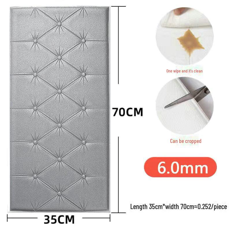 

3D самоклеящиеся водонепроницаемые настенные наклейки: Мягкий татами с защитой от столкновений и обрастания для детской комнаты или спальни. серый