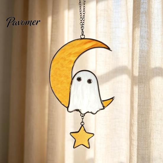 Creative Holiday Home Hanging Decor Halloween Pendant, Colorful Sun Catcher for Wall Window Decoration, Stained Glass Style Art Ornament And