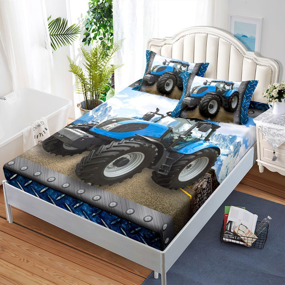 Automobil Offroad Baufahrzeug Matratze Dreiteiliges Set, Bettbezug, Kissenbezug, Staubmatratzenschutz