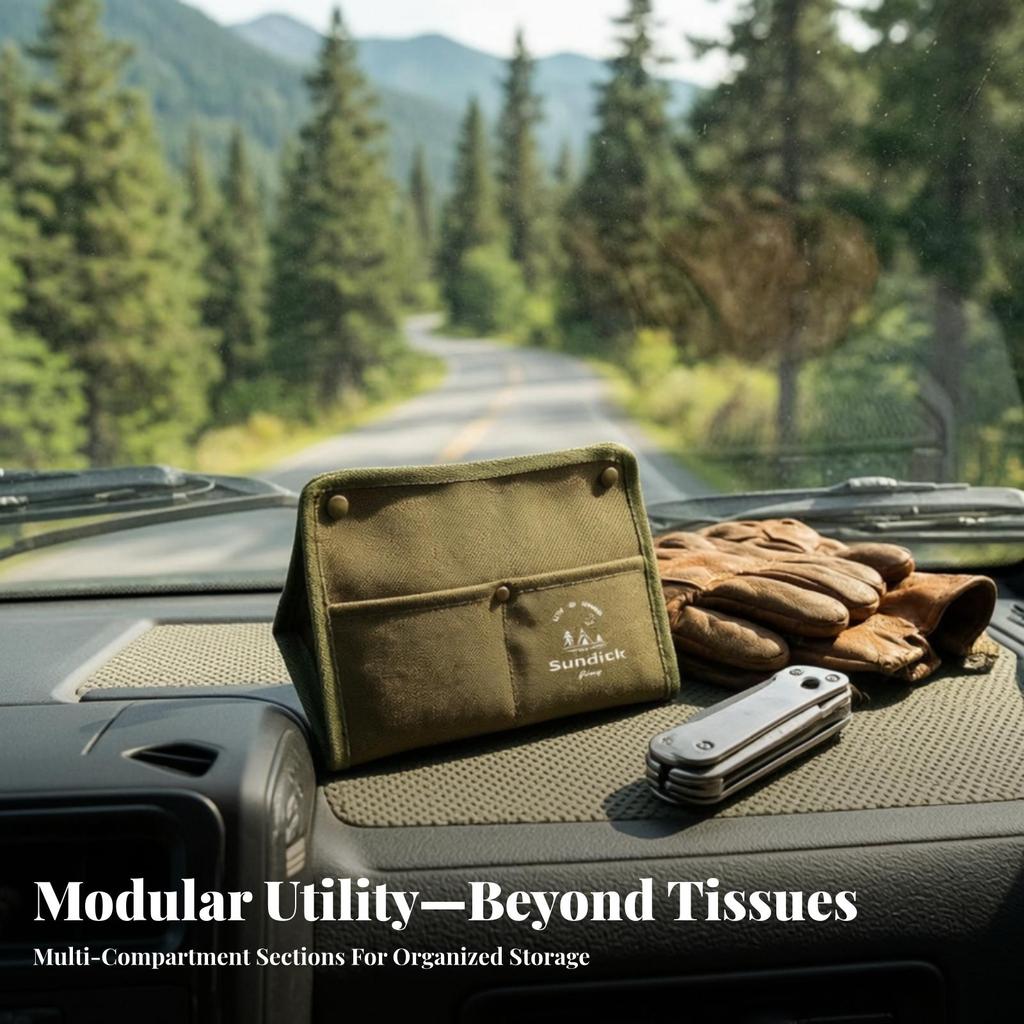 Tissue Storage Pouch with Pockets Compact Organizer Tough for Travel, Travelers