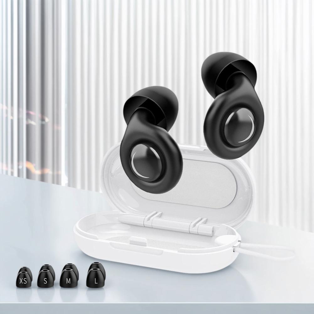 1-5 Set Reusable Silicone Anti-Noise Motorcycle Earplugs with 10 Eartips & Carrying Case for Sleeping Concert Working Studying