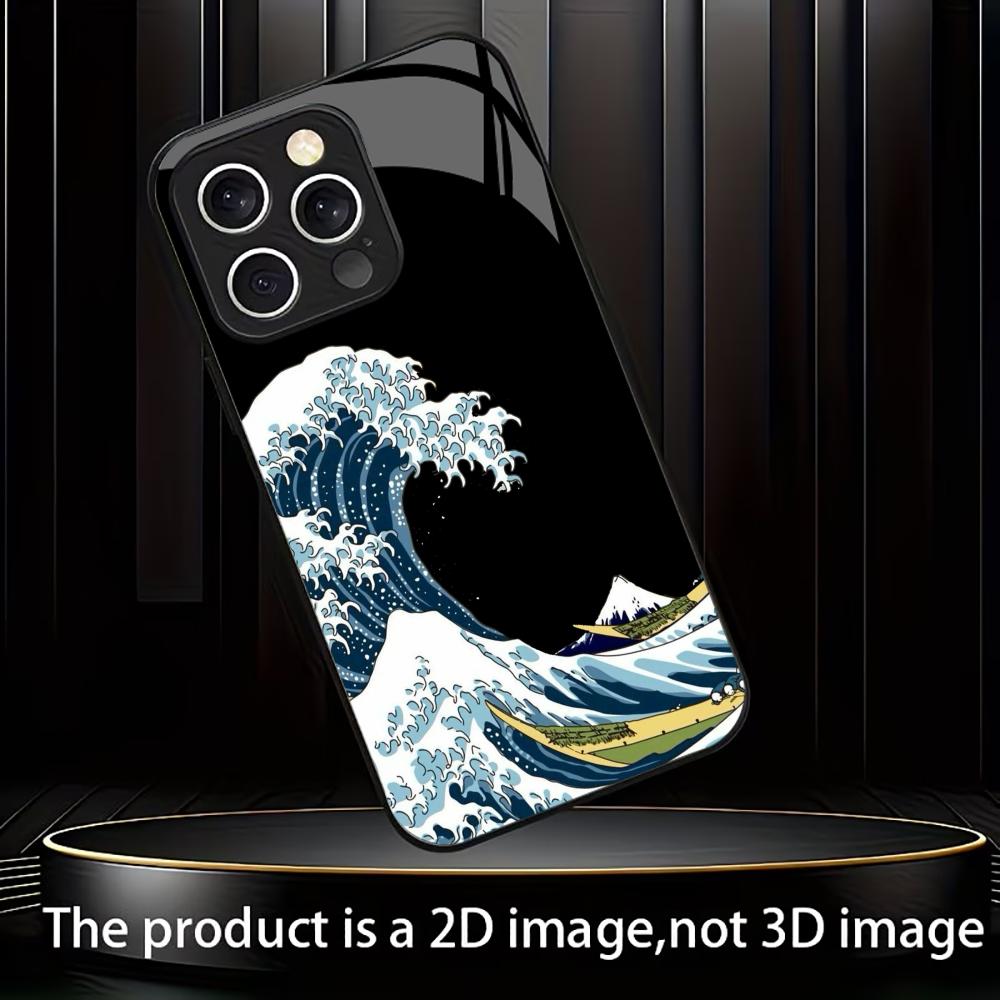 Black Glass TPU Pattern Phone Case For iPhone 17 Air 16 15 14 13 12 11 Pro Max Plus Katsushika Hokusai Japanese Art Great Wave
