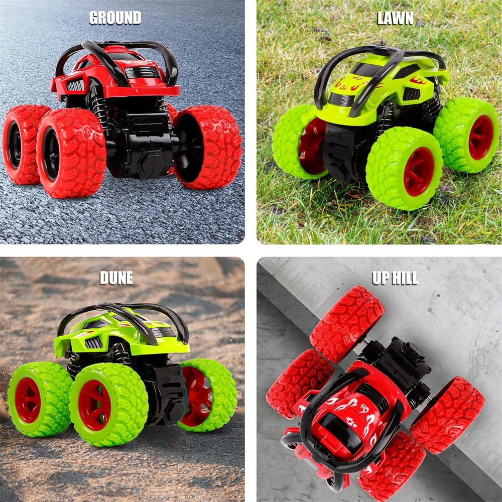 Monster Trucks Toys for Boys Toddler Push and Go Truck Race Cars Flip Stunt Car Toys for Kids Christmas Birthday Gifts
