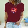 Fashion Women Heart of FirePrint T Shirt Funny Casual O-neck Short Sleeves T-shirt Summer Female Tee Shirt