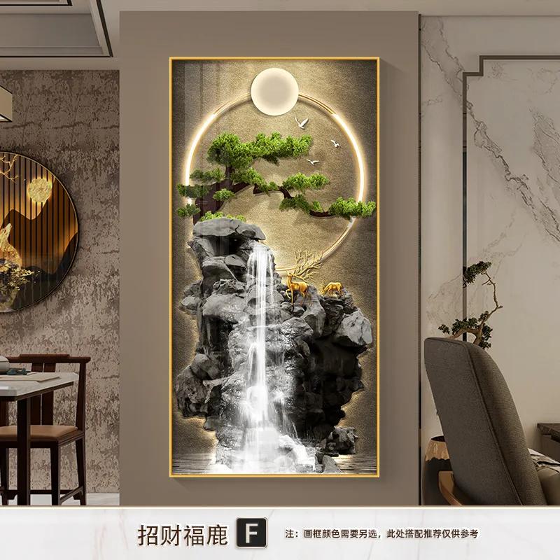 Home Decor Premium Entryway Framed Decorative Crystalline Painting Living Room Decoration LED Lights Illuminated Wall Art