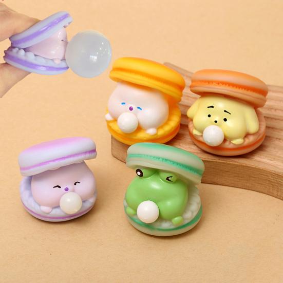 Burger Respirant à Bulles Jouet à Presser Souple en TPR Fidget pour Soulager le Stress Mignon Gadget de Décompression en Forme de Macaron pour Enfants Adultes