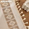 1PC NAPEARL Bohemian Style Jacquard Curtains Tassel Edge Rod Pocket Type Sheer Curtain for Living Room Bedroom Balcony Window Home Decor