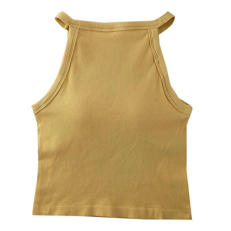 Korean Style Spicy Halter Neck Tank Top with Chest Pad and Beautiful Back Design