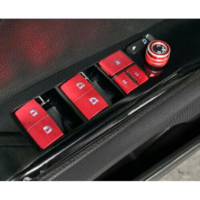Alloy Window Lift Lock Switch Button Sticker Red For Toyota Camry 10PC 2018-